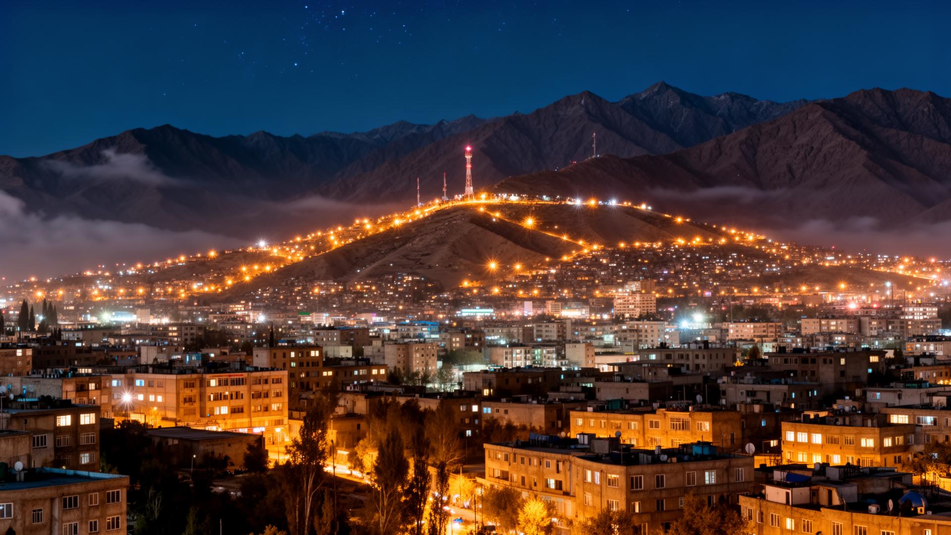 Kabul city lights at night